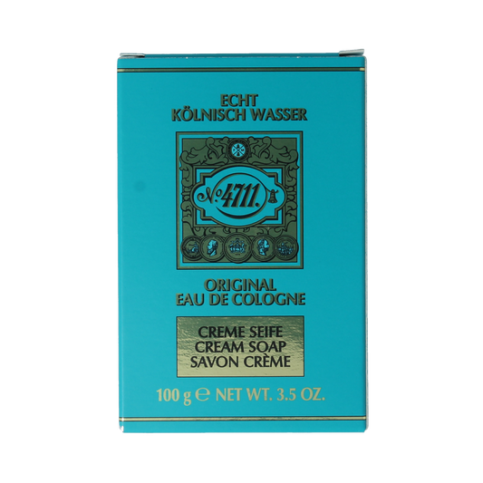 4711 Eau de Cologne soap box, 100g, featuring classic 4711 branding and elegant packaging, ideal for luxury soap enthusiasts.