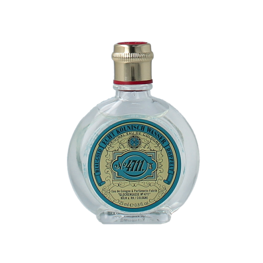 4711 Eau de Cologne bottle with 25ml clear glass container and classic label, showcasing the iconic fragrance design.