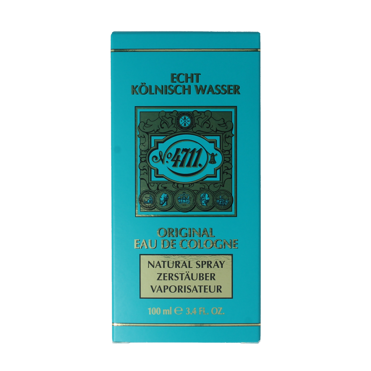 4711 Eau de Cologne original natural spray bottle, 100ml, with elegant packaging and classic branding for men and women.