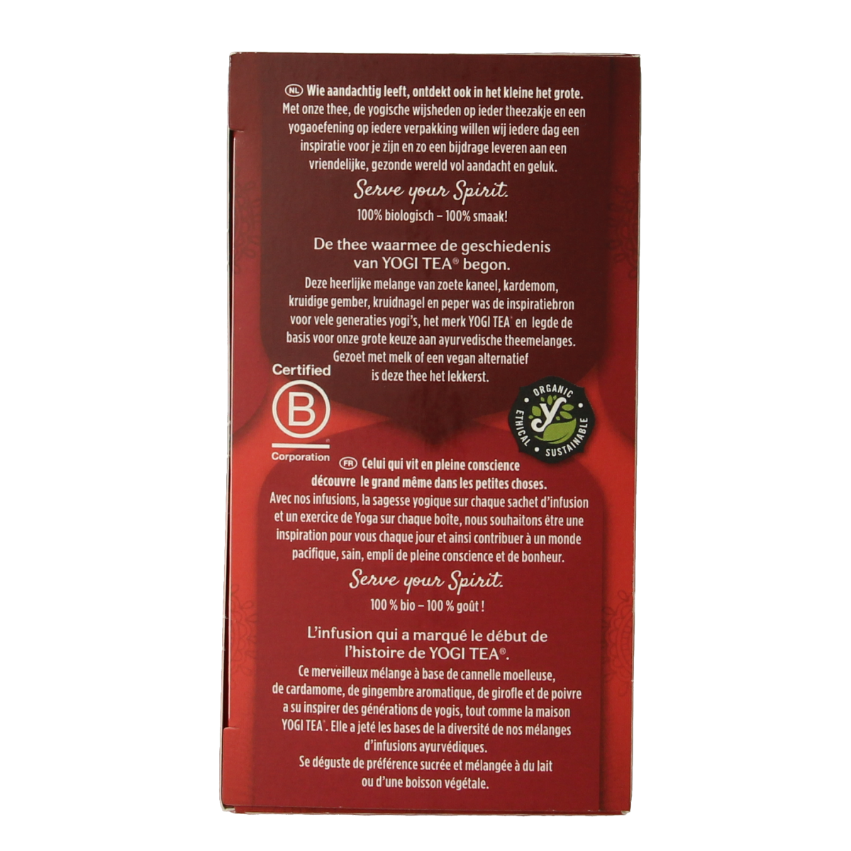 Yogi Tea Classic Chai organic tea bags, 17-count box, featuring warm spices and rich tea blend in a natural packaging.
