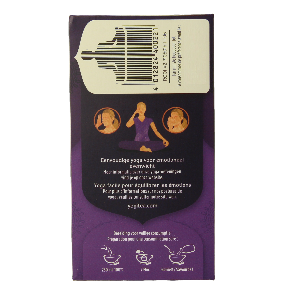 Organic Yogi Tea Rooibos with 17 tea bags, featuring a vibrant box design and herbal tea packaging.