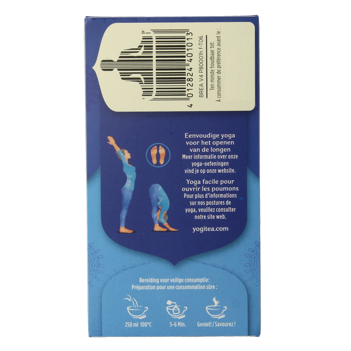 Yogi Tea Breathe Deep bio tea box with 17 tea bags, featuring herbal blend for respiratory support and calming aroma.
