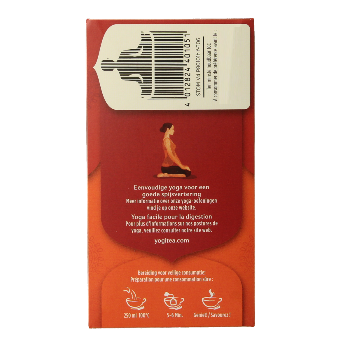 Yogi Tea Stomach Ease bio box with 17 herbal tea bags, natural remedy for digestive comfort, in a colorful packaging.