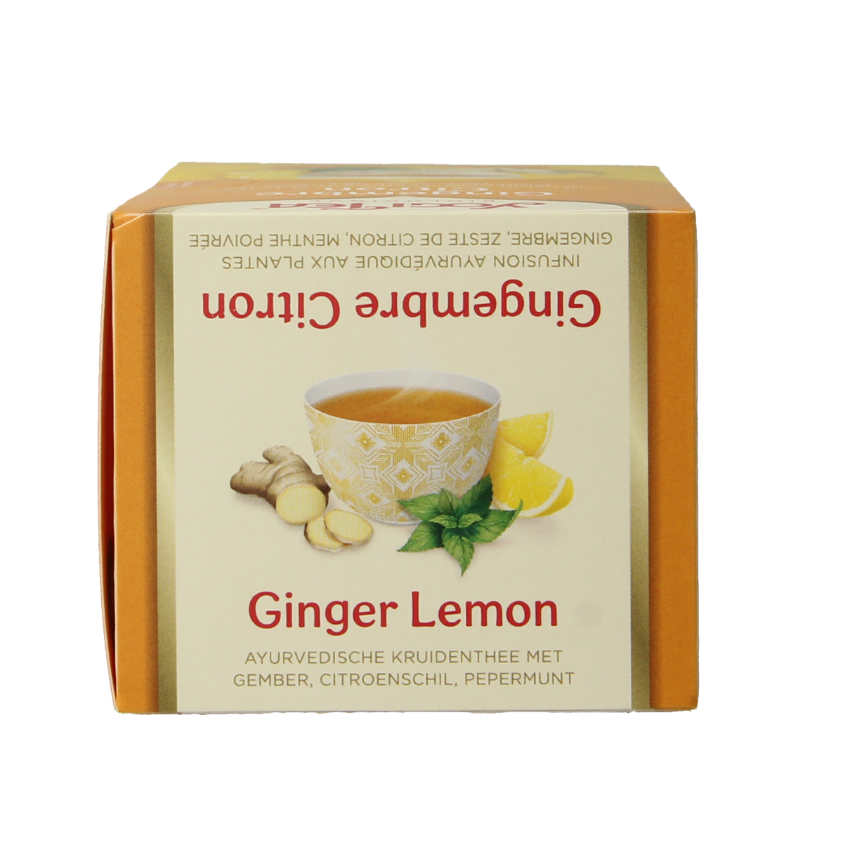 Organic Yogi Tea Ginger Lemon Munt with 17 tea bags, featuring fresh ginger, lemon, and mint in a tea package.