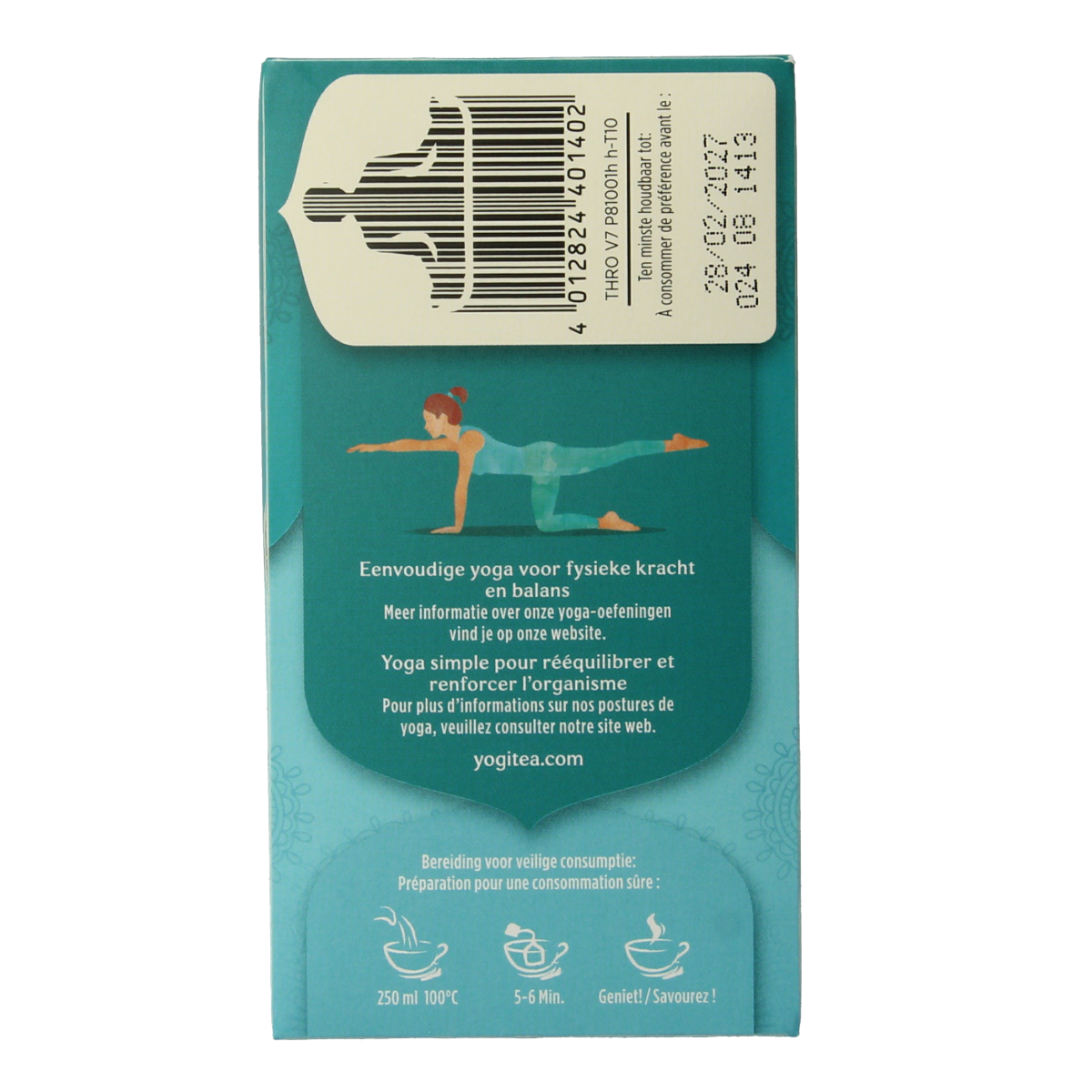 Yogi Tea Throat Comfort bio tea bags, herbal tea with natural ingredients, in a box of 17 tea bags displayed in the image.