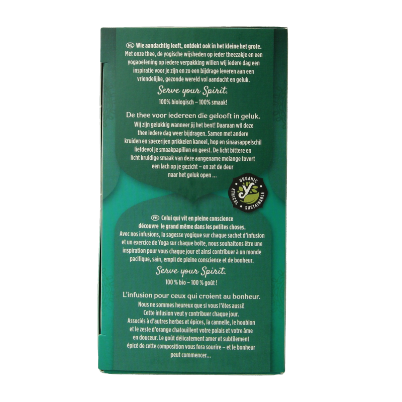 Yogi Tea Bright Mood bio tea box with 17 tea bags, featuring herbal blend packaging and fresh tea leaves.