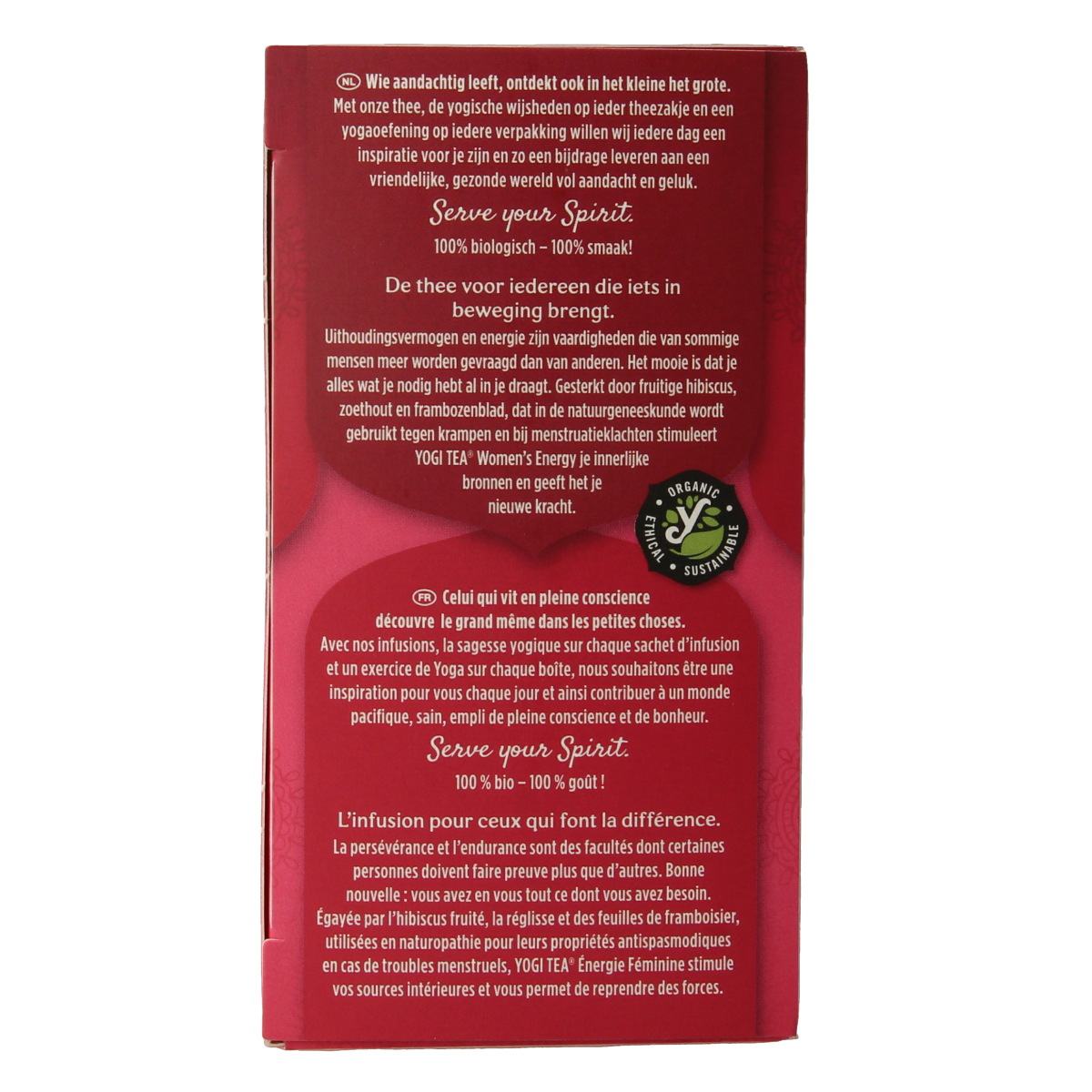 Yogi Tea Women's Energy bio tea in a box of 17 tea bags, featuring herbal ingredients for boosting energy.