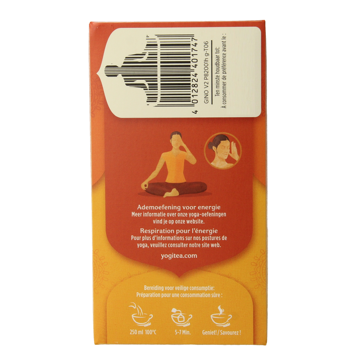 Yogi Tea Ginger Orange Vanilla organic tea bag box, featuring ginger, orange, and vanilla flavors in a colorful packaging.