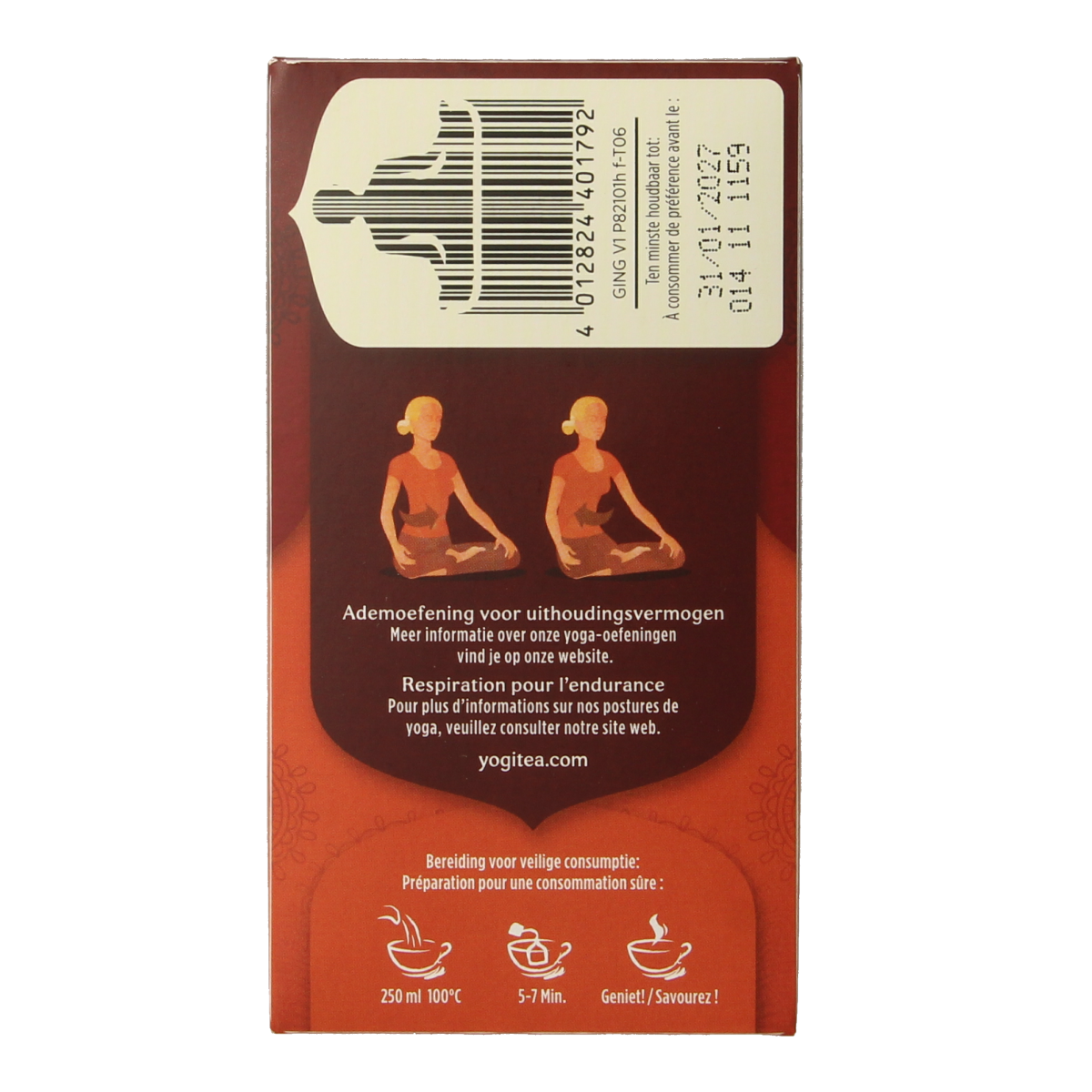 Organic Yogi Tea Ginger with 17 tea bags, featuring fresh ginger flavor in a colorful box for soothing herbal infusion.