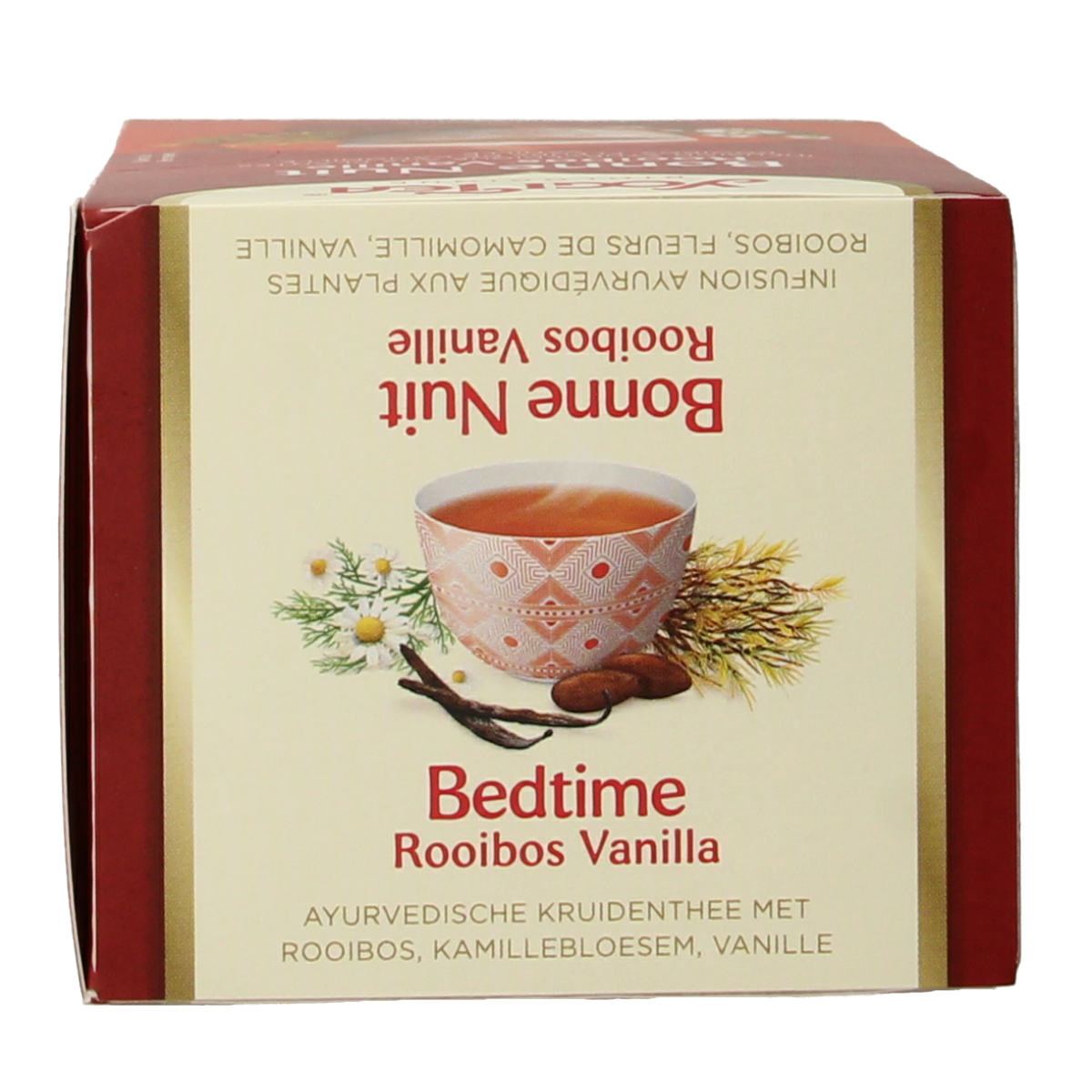 Yogi Tea Bedtime Rooibos Vanille bio tea box with 17 herbal tea sachets, featuring rooibos and vanilla flavor.