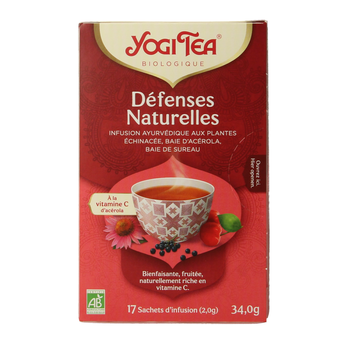Yogi Tea Immune Support bio tea bags, herbal tea with natural ingredients, in a box with 17 tea bags, promoting immune health.