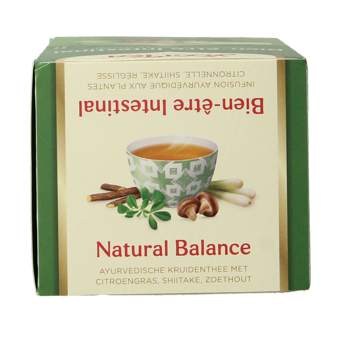 Yogi Tea Natural Balance bio herbal tea box with 17 tea bags, featuring a colorful label and natural ingredients.