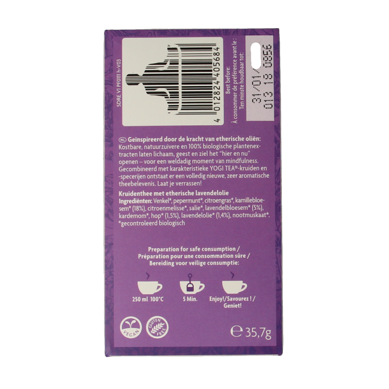 Yogi Tea for the Senses Good Night organic tea bags, featuring a calming blend in a box of 17 tea sachets.
