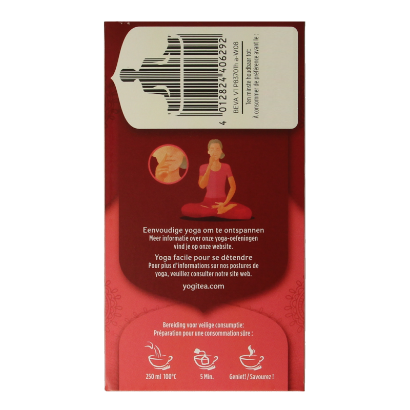 Yogi Tea Berry Vanilla bio tea sachets in a box, featuring berry and vanilla flavors, part of the coffee and tea collection.
