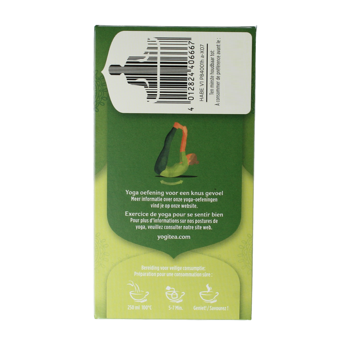 Yogi Tea Belly Comfort organic tea in a box with 17 tea bags, featuring herbal ingredients for digestive support.