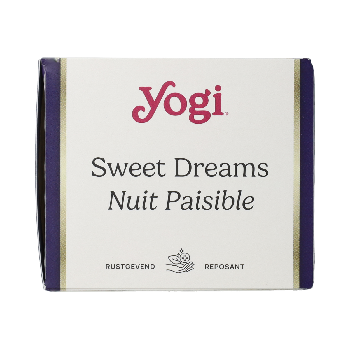 Yogi Tea Sweet Dreams organic herbal tea box with 17 tea bags, featuring calming ingredients for restful sleep.