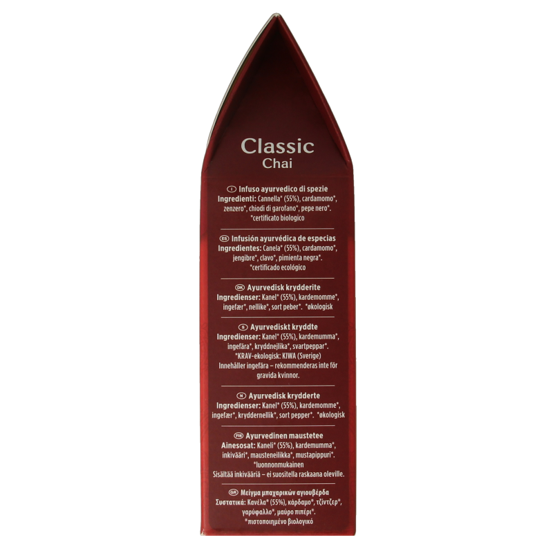 Yogi Tea Classic chai tea loose 90g in a clear package, showcasing the aromatic tea leaves and packaging label.