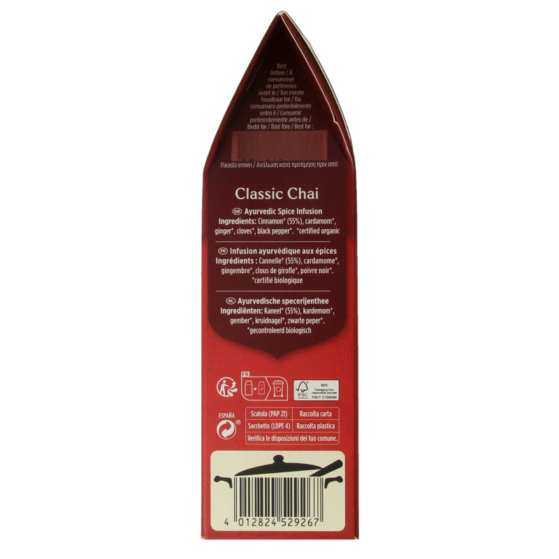 Yogi Tea Classic chai tea loose in a 90g package, featuring warm spices and herbal ingredients, in a natural setting.