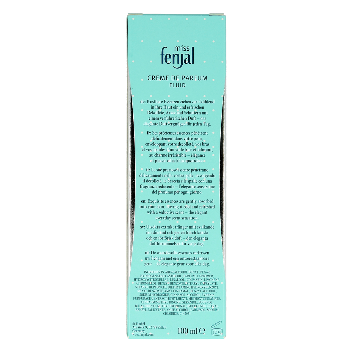 Fenjal Creme de Parfum Classic body care product in 100ml bottle, luxurious floral scent with elegant packaging.