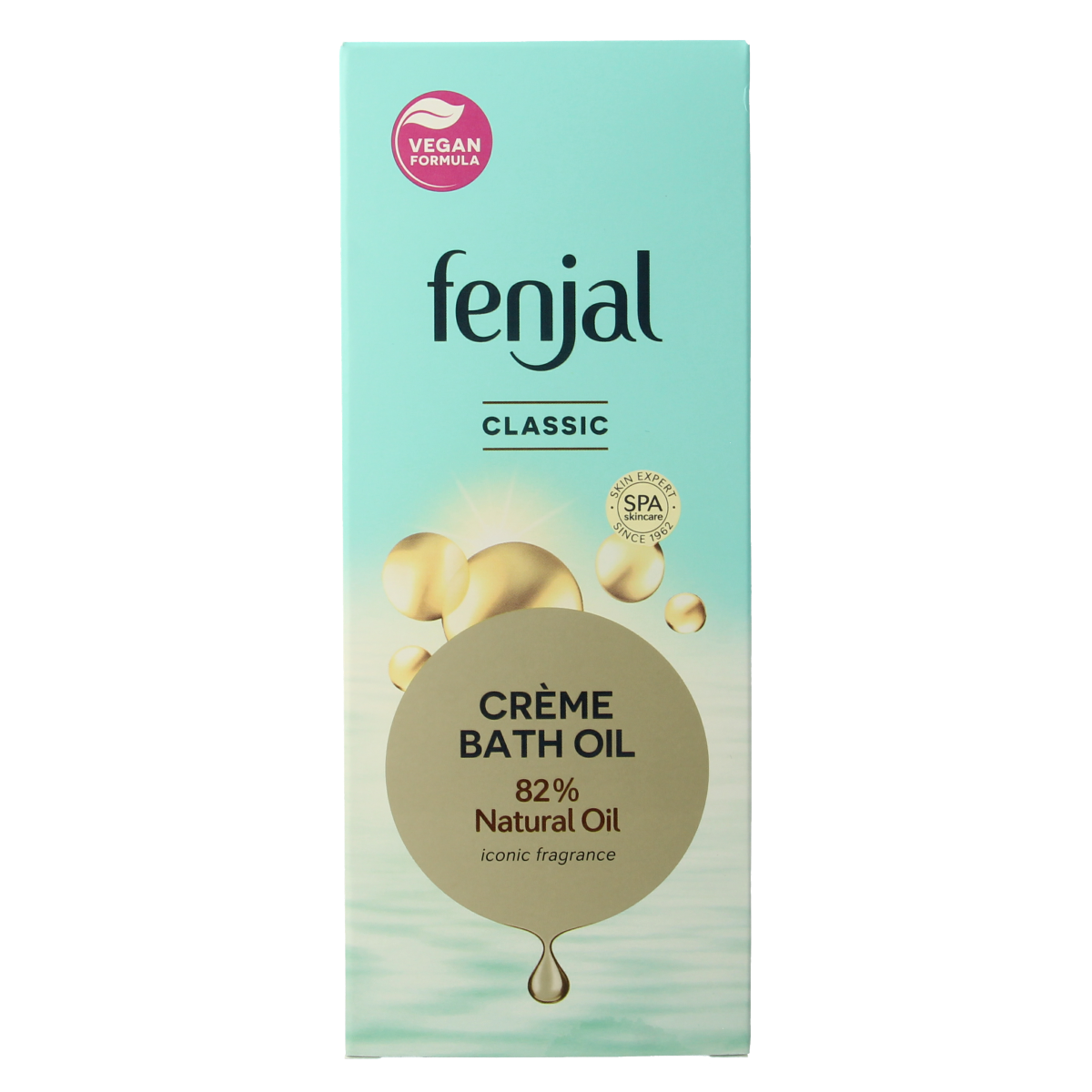 Fenjal Classic 200ml bath and shower oil bottle with elegant packaging and label, ideal for nourishing skin.