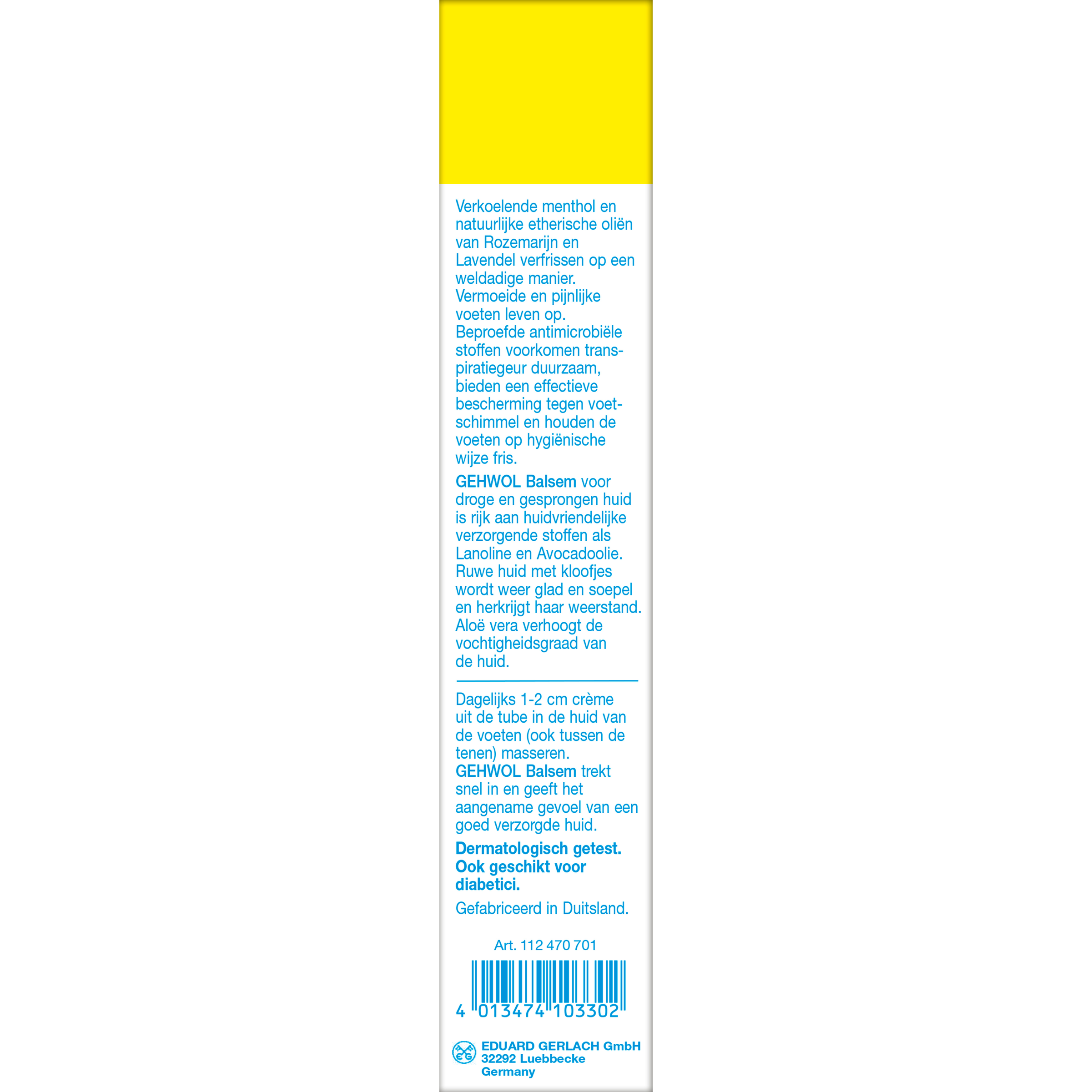 Gehwol Balsem droge gesprongen huid foot care cream in 125ml tube, moisturizing and healing cracked skin on feet