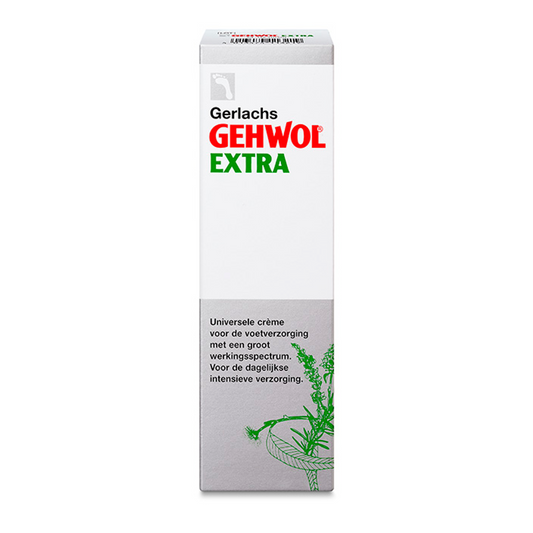Gehwol Voetcreme extra, 75ml, a foot care cream in a tube with a white cap and label, designed for nourishing foot skin