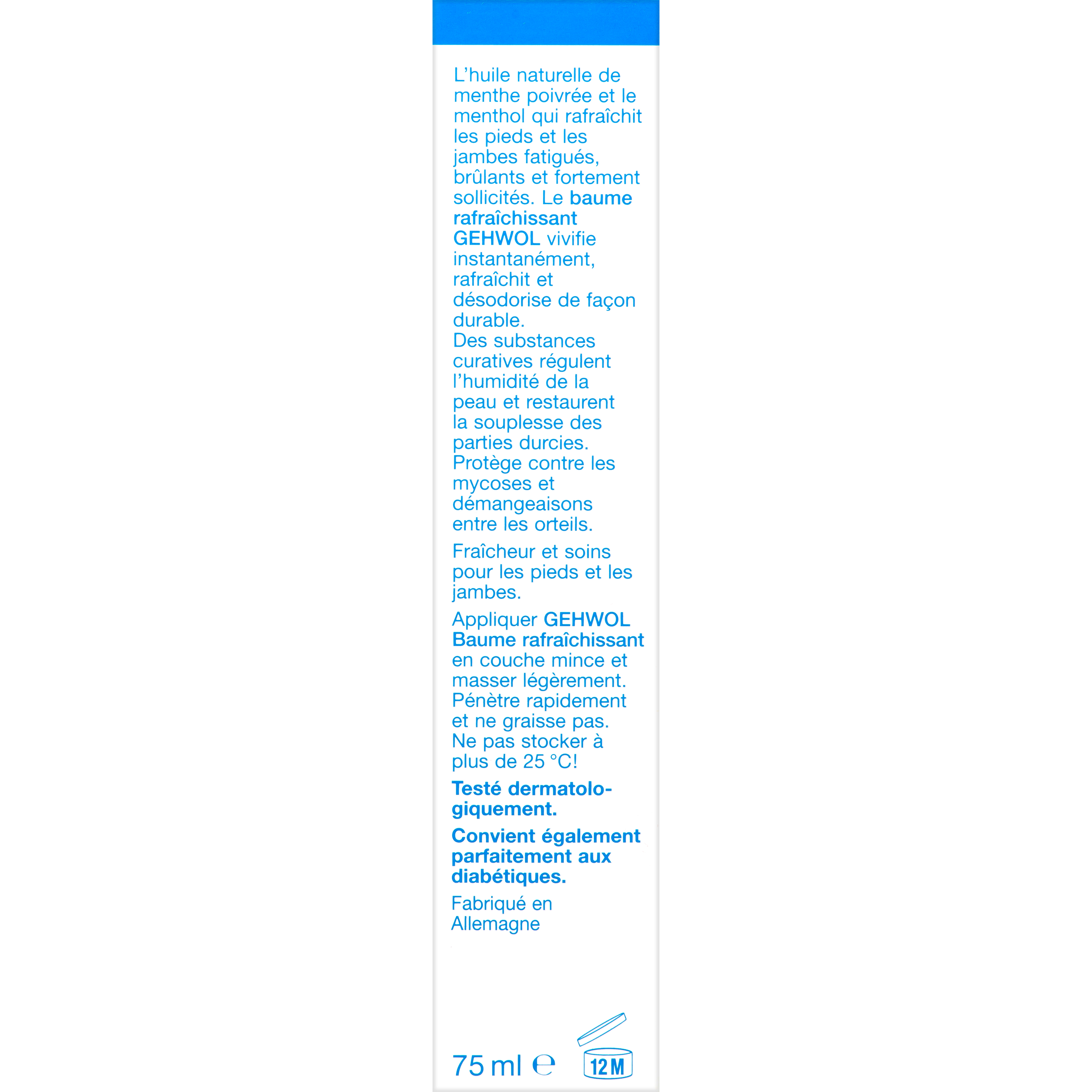 Gehwol Voetfris balm in 75ml tube, foot care product for healthy, moisturized feet with natural ingredients.