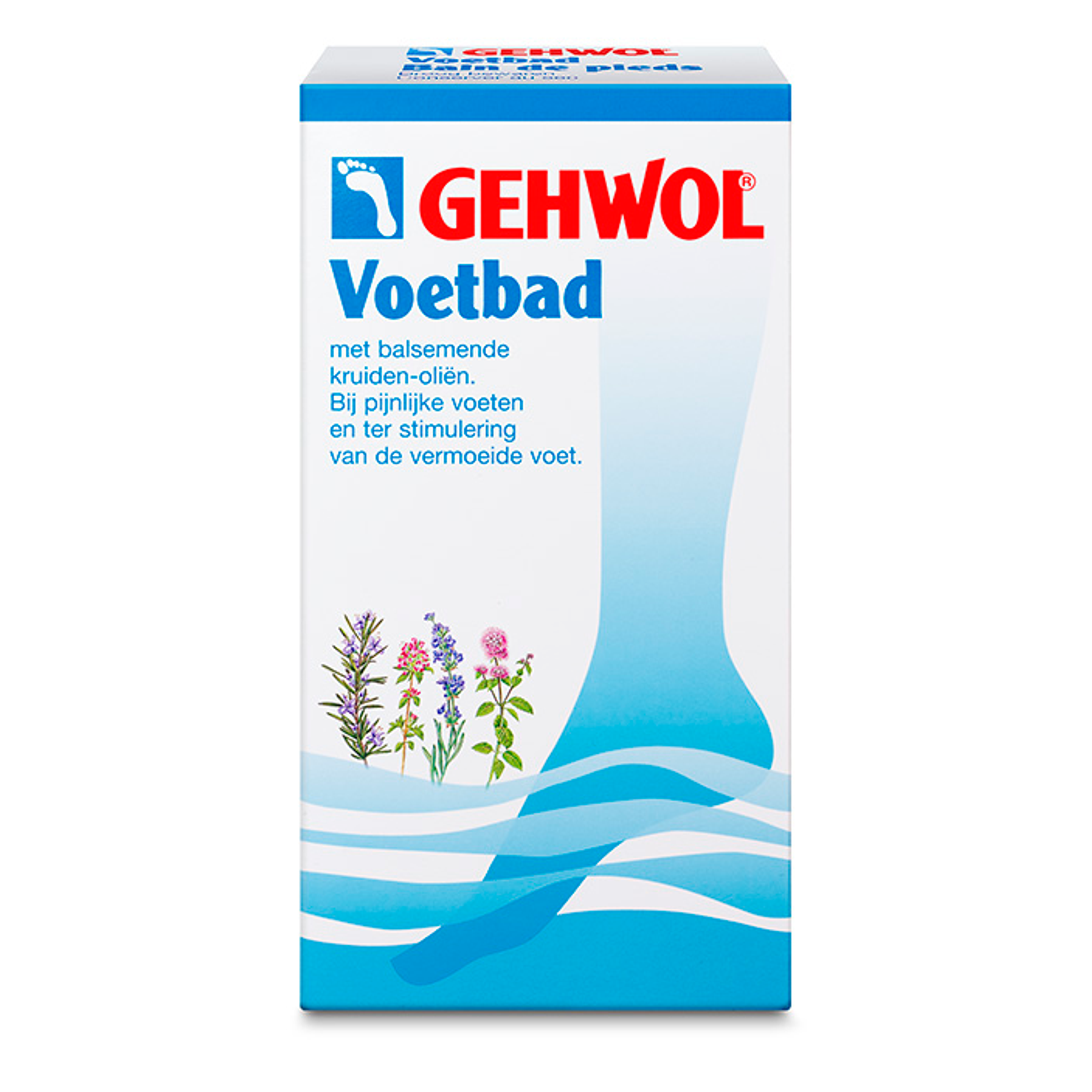 Gehwol Voetbad 400g bottle in a white and green packaging, designed for foot care and soothing foot soak treatment.