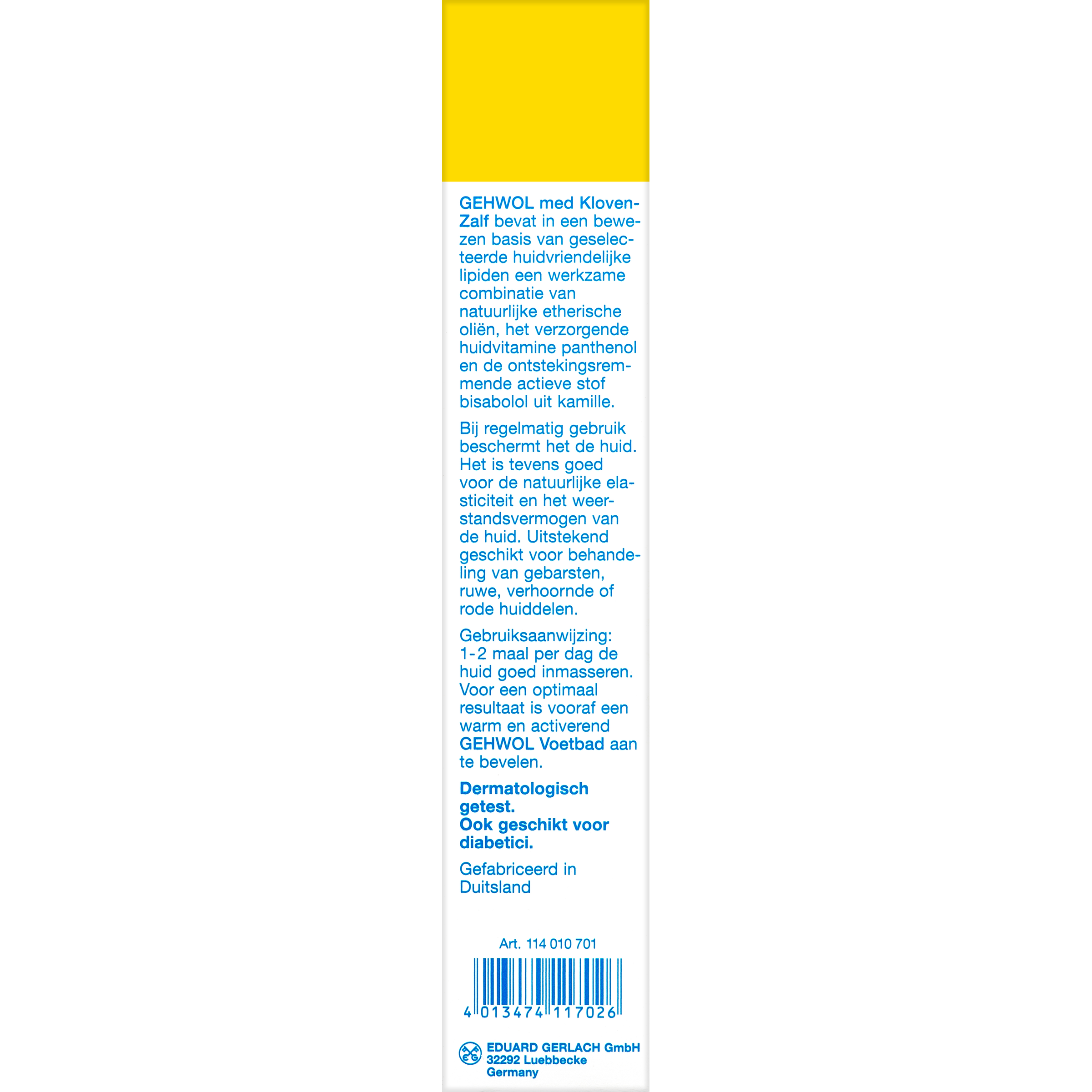 Gehwol Klovenzalf foot care cream in 125ml tube, moisturizing and nourishing foot treatment for healthy skin.