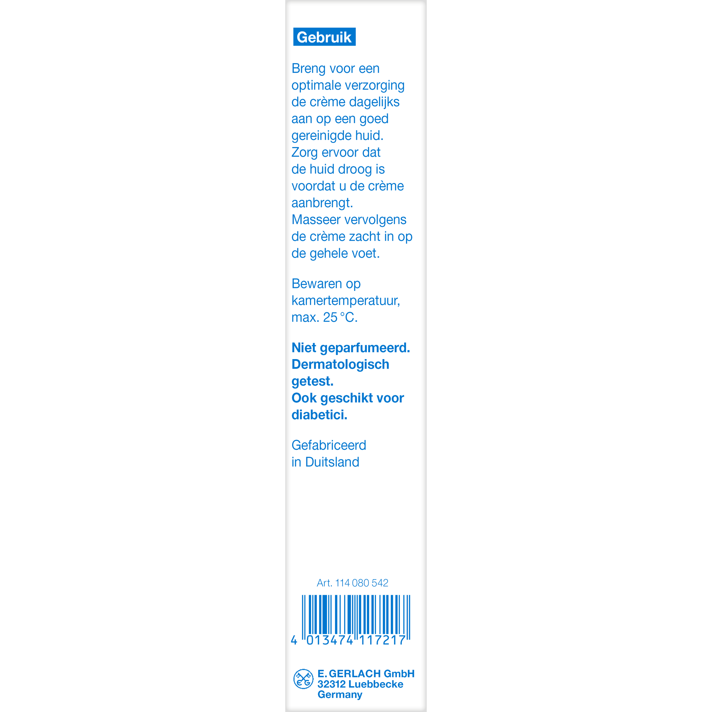 Gehwol 8-in-1 voetcreme, 75ml, for foot care, showing a tube of Gehwol foot cream with product label and packaging details.