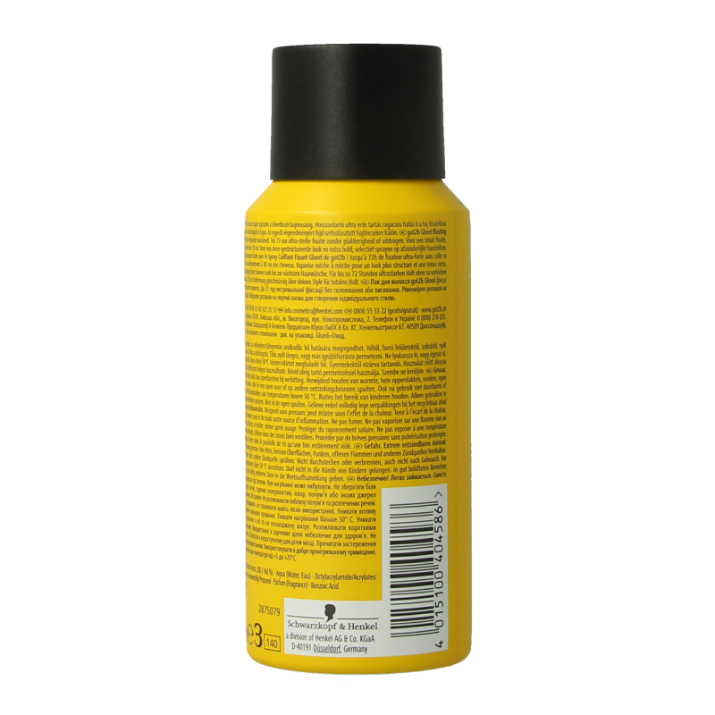 Got2b Glued Blasting Freeze hairspray mini, 100ml, styling product in a spray bottle with a black cap and label.