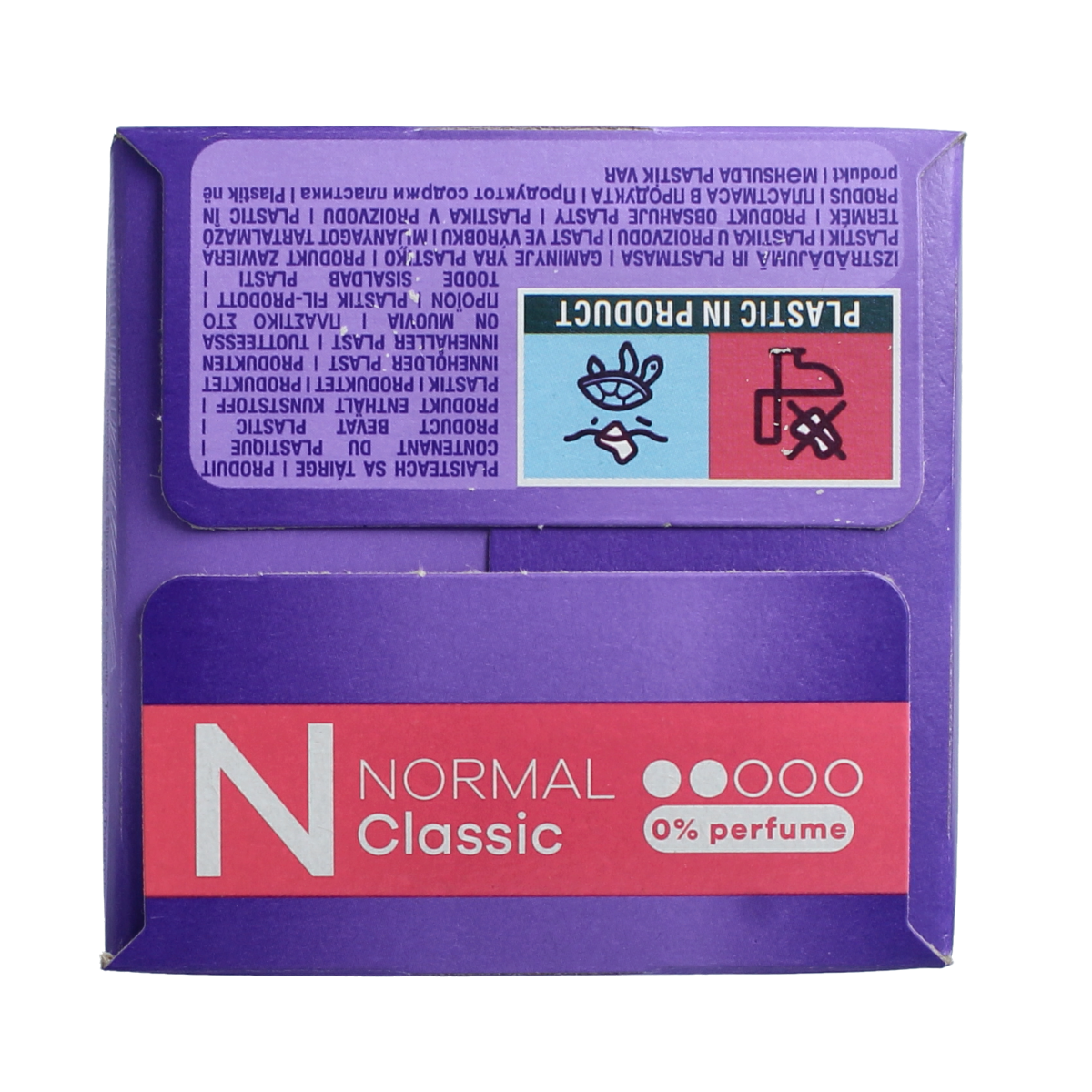 Box of Always Dailies inlegkruisjes normaal, 34 packs, feminine hygiene product for daily use, in white packaging.