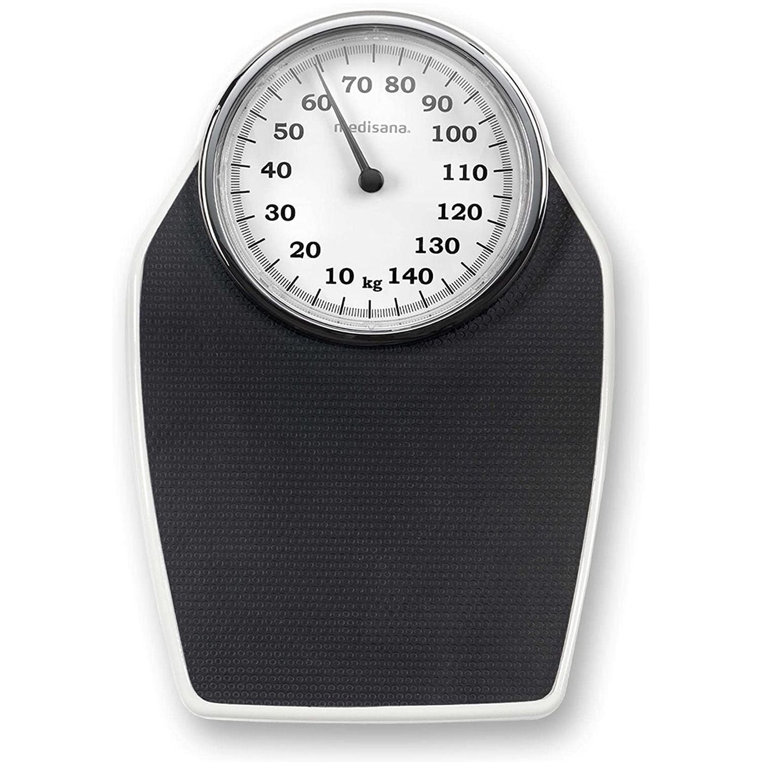 Medisana PSD 1.00 bathroom scale showing weight measurement on digital display.