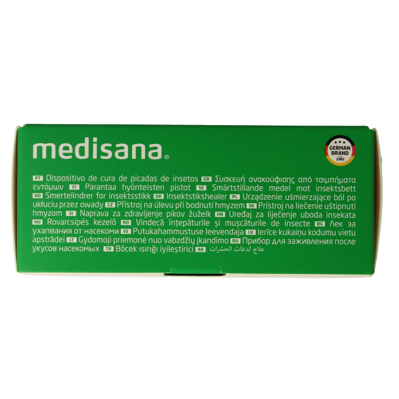 Medisana insect bite reliever IB100 showing the compact device used for soothing insect bites and stings.