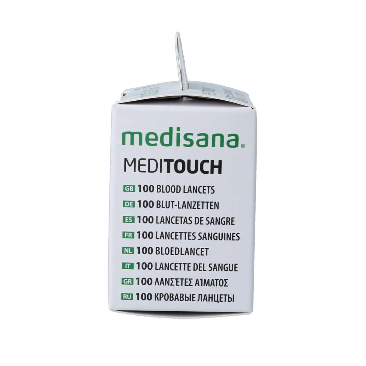Medisana Meditouch lancetten pack of 100, sterile lancets for blood sampling, with safety features and precise needle tips.