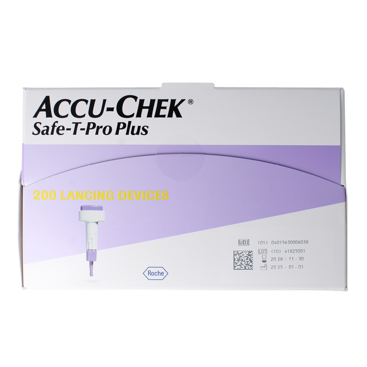 Accu-Chek Safe T-pro plus lancetten for blood glucose testing, 200-pack, with sterile needle tips and safety features.