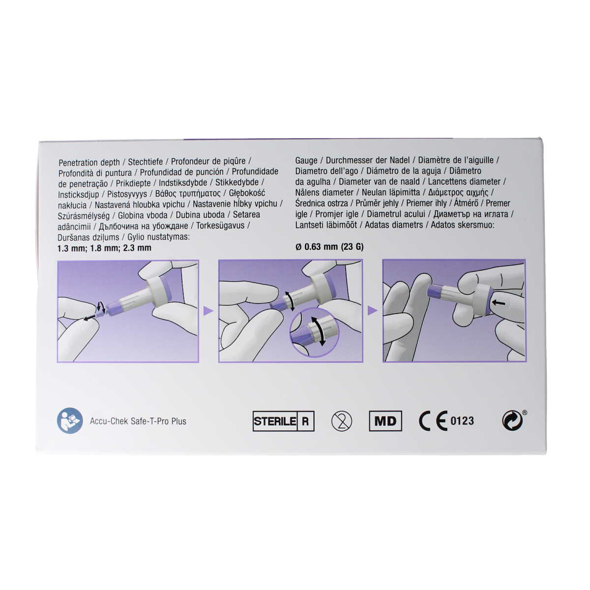 Accu-Chek Safe T-pro plus lancetten for blood glucose testing, 200 pieces, sterile lancet needles for diabetic care.