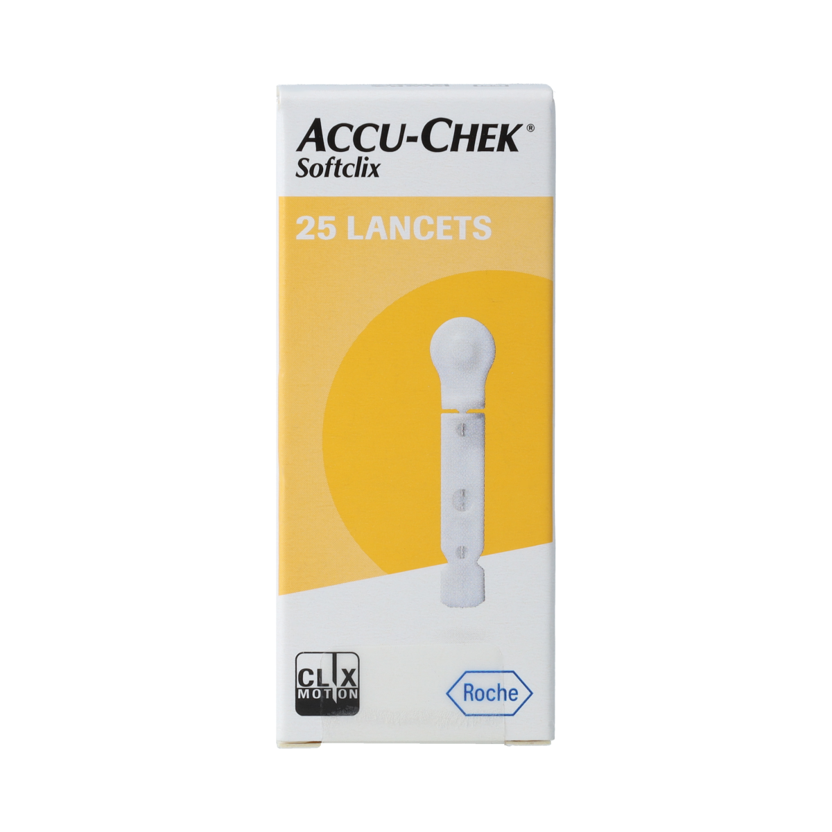 Accu-Chek Softclix lancetten for blood glucose testing, shown in a close-up image with multiple lancets in packaging.
