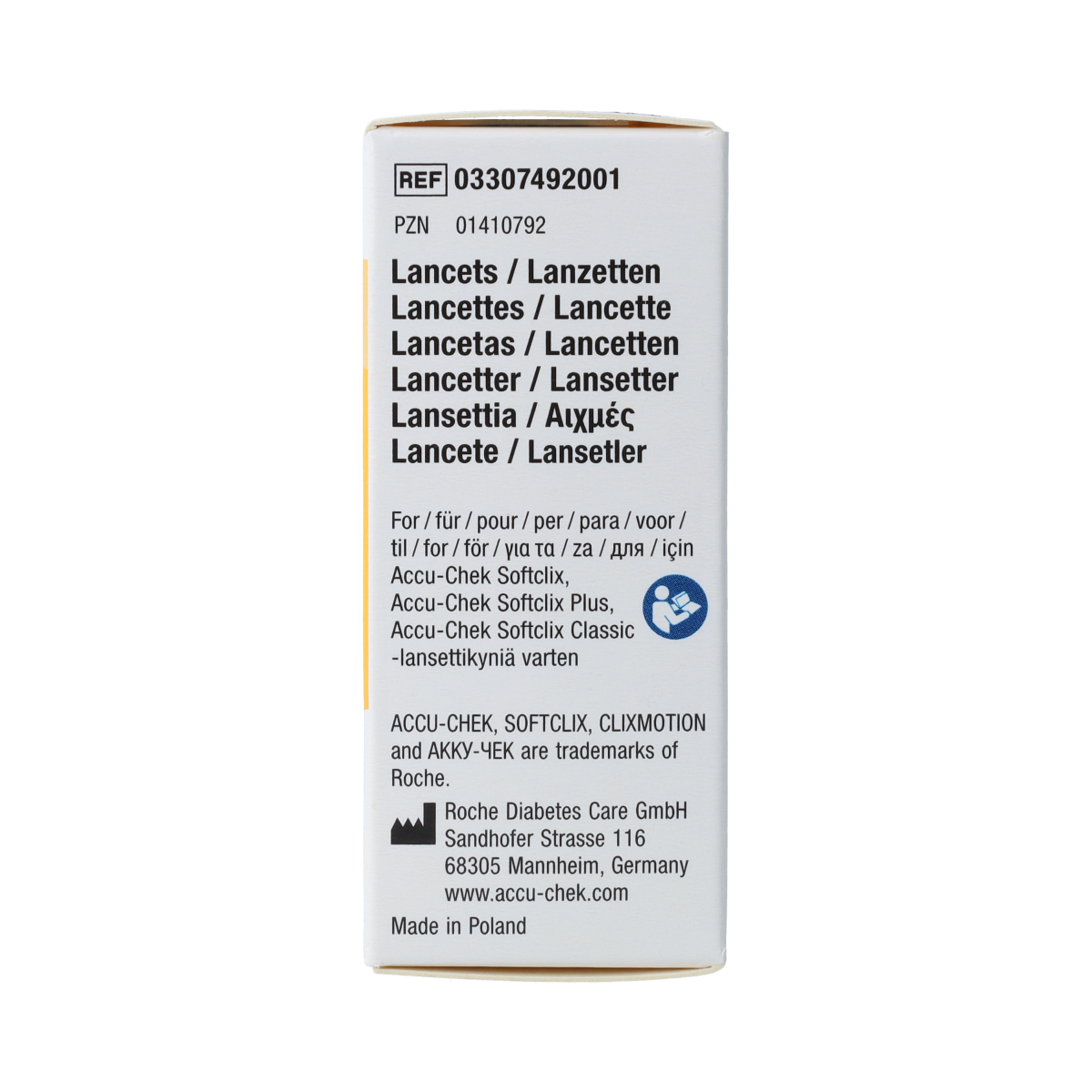 Accu-Chek Softclix lancetten for blood glucose testing, 25-pack, sterile lancets with safety design for easy use.