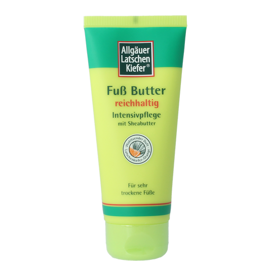 Allgauer Latshen Kiefer foot balm in 100ml bottle, natural foot care product with pine extract for soothing and moisturizing feet.