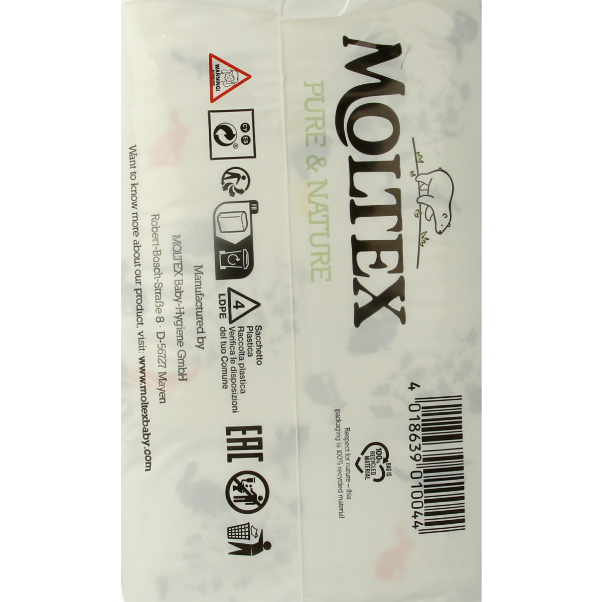 Moltex Pure & Nature baby diapers mini pack with 38 count, soft and eco-friendly disposable nappies for infants
