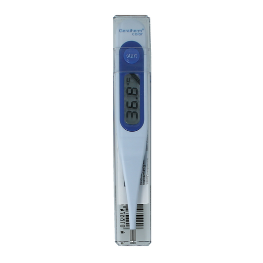 Geratherm thermometer with colorful display, digital medical thermometer for accurate temperature reading, single unit.