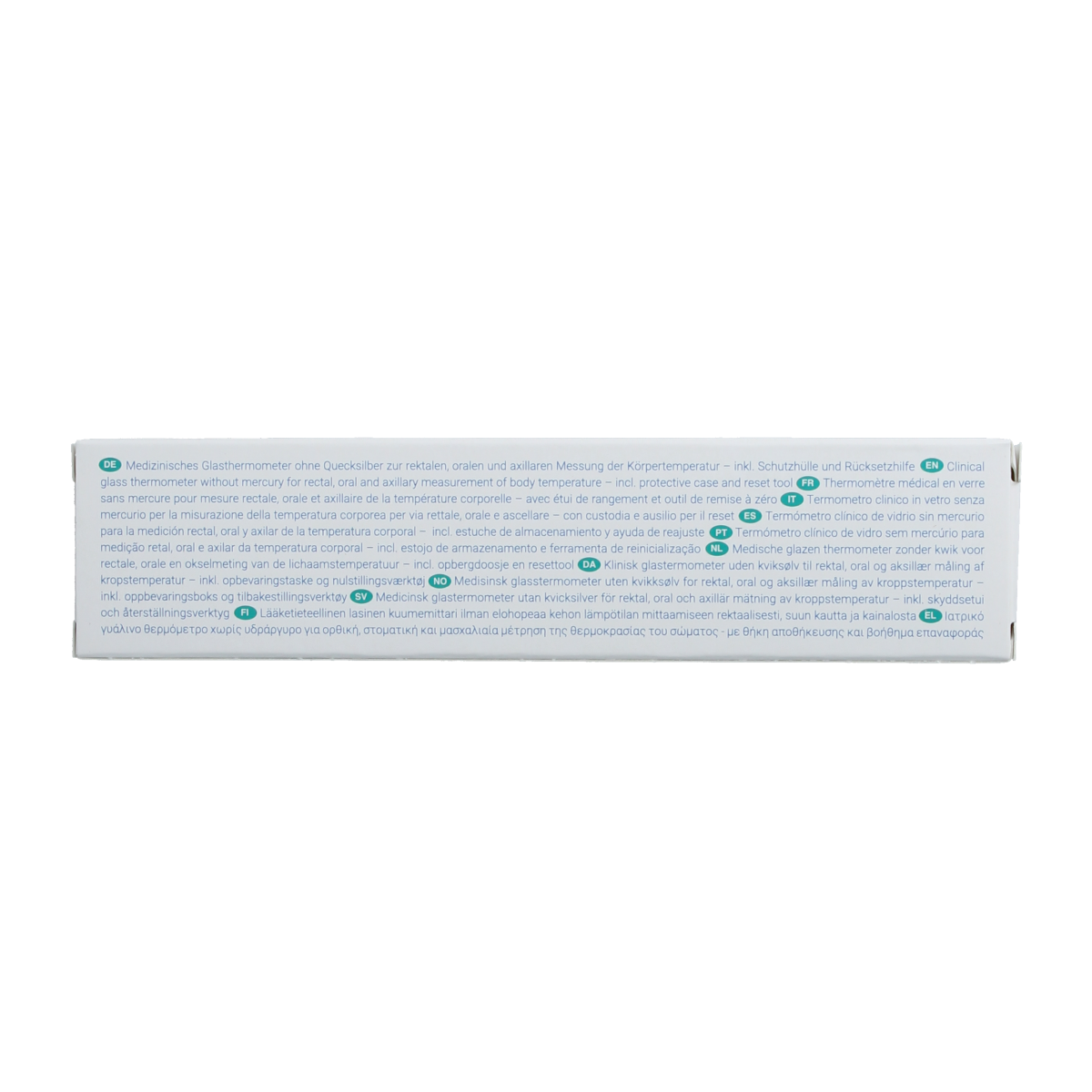 Geratherm classic glass thermometer, digital display, used for measuring body temperature, shown in a clear image.