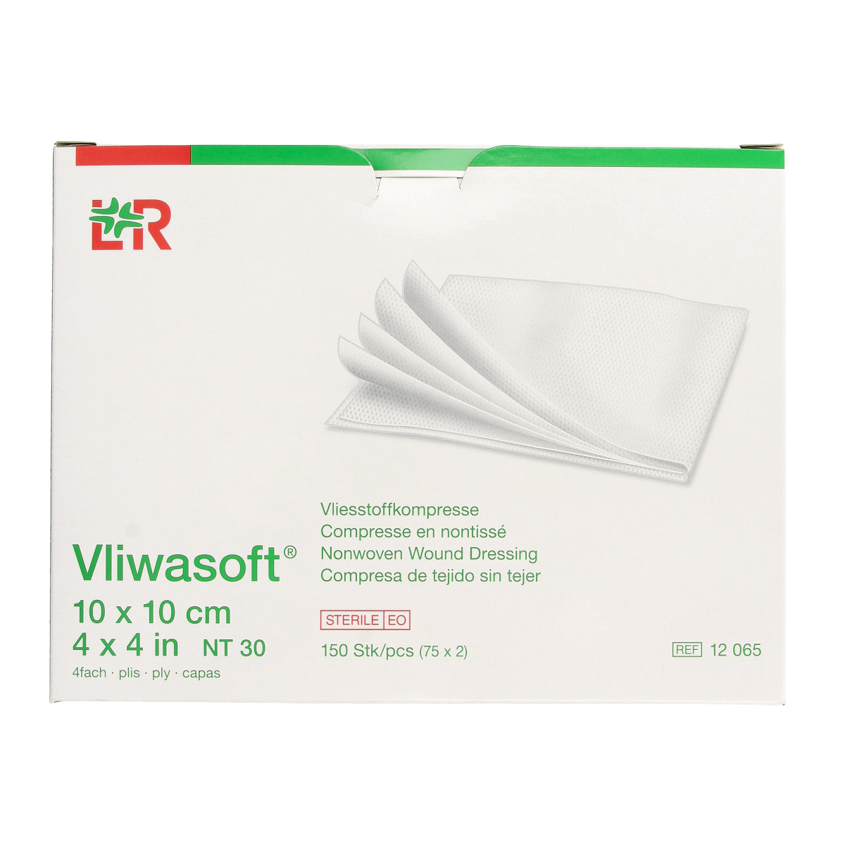 Vliwasoft Vlieskompres 10x10cm 4-laags sterile gauze and compresses, 75x2 packs, ideal for wound dressing and medical use