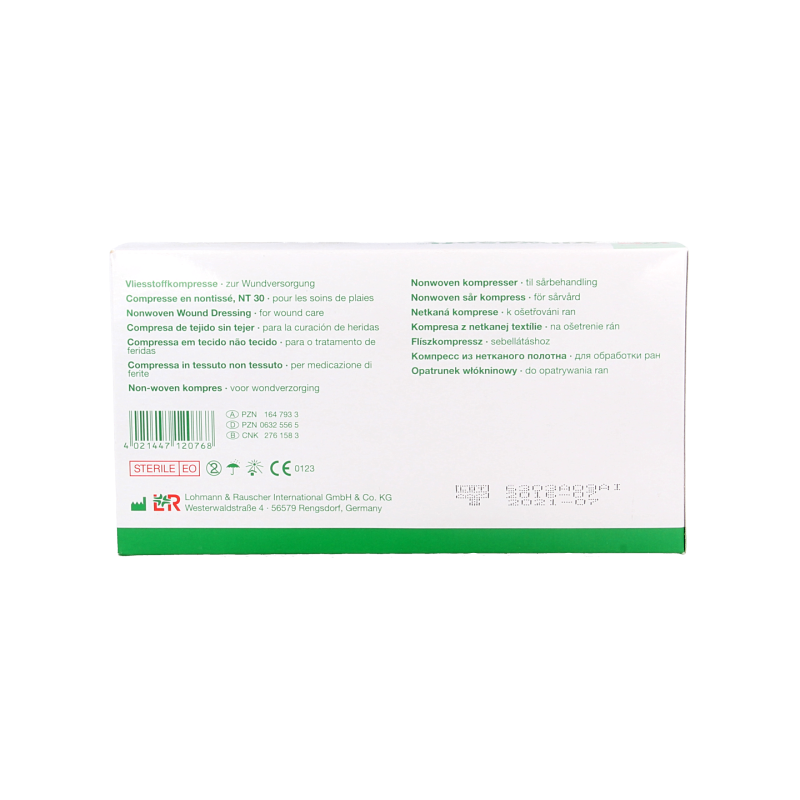 Vliwasoft Vlieskompres 5x5cm four-layer gauze compress packs, sterile medical wound dressing, 75x2 and 150 pieces.