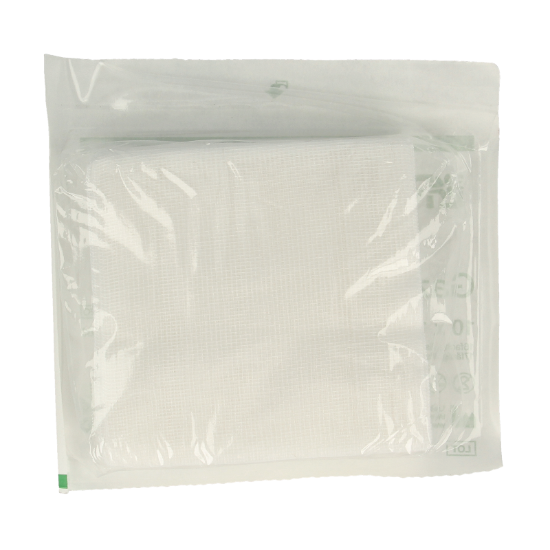 Sterile Gazin gauze compresses, 10x10cm, pack of 10 sterile gauze pads for wound care and medical use.