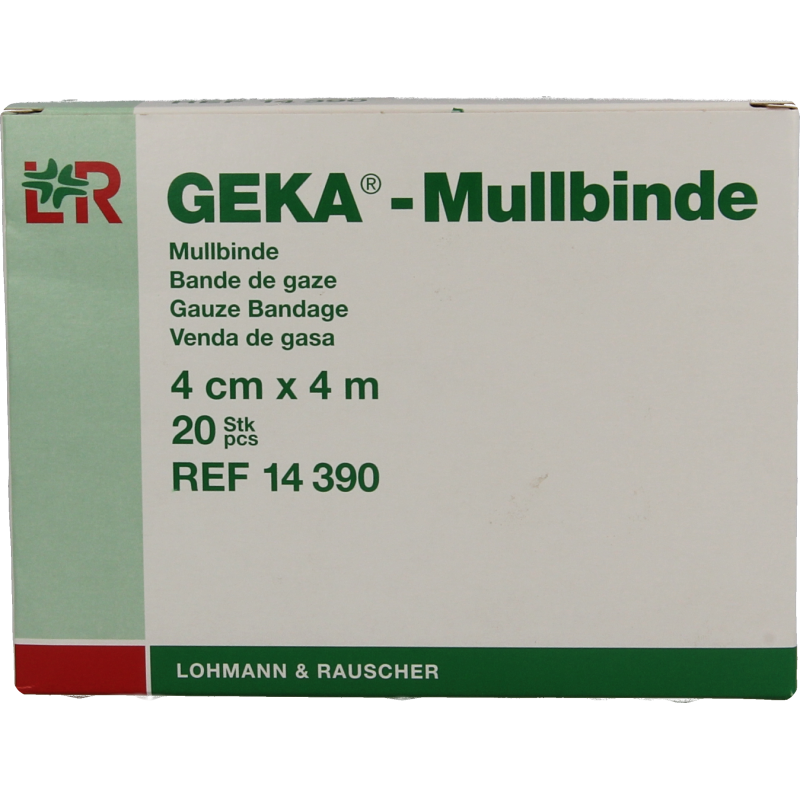 Geka Hydrofiel windsel, 4m x 4cm, soft and absorbent, used for wound dressing or medical care, shown in the product image.