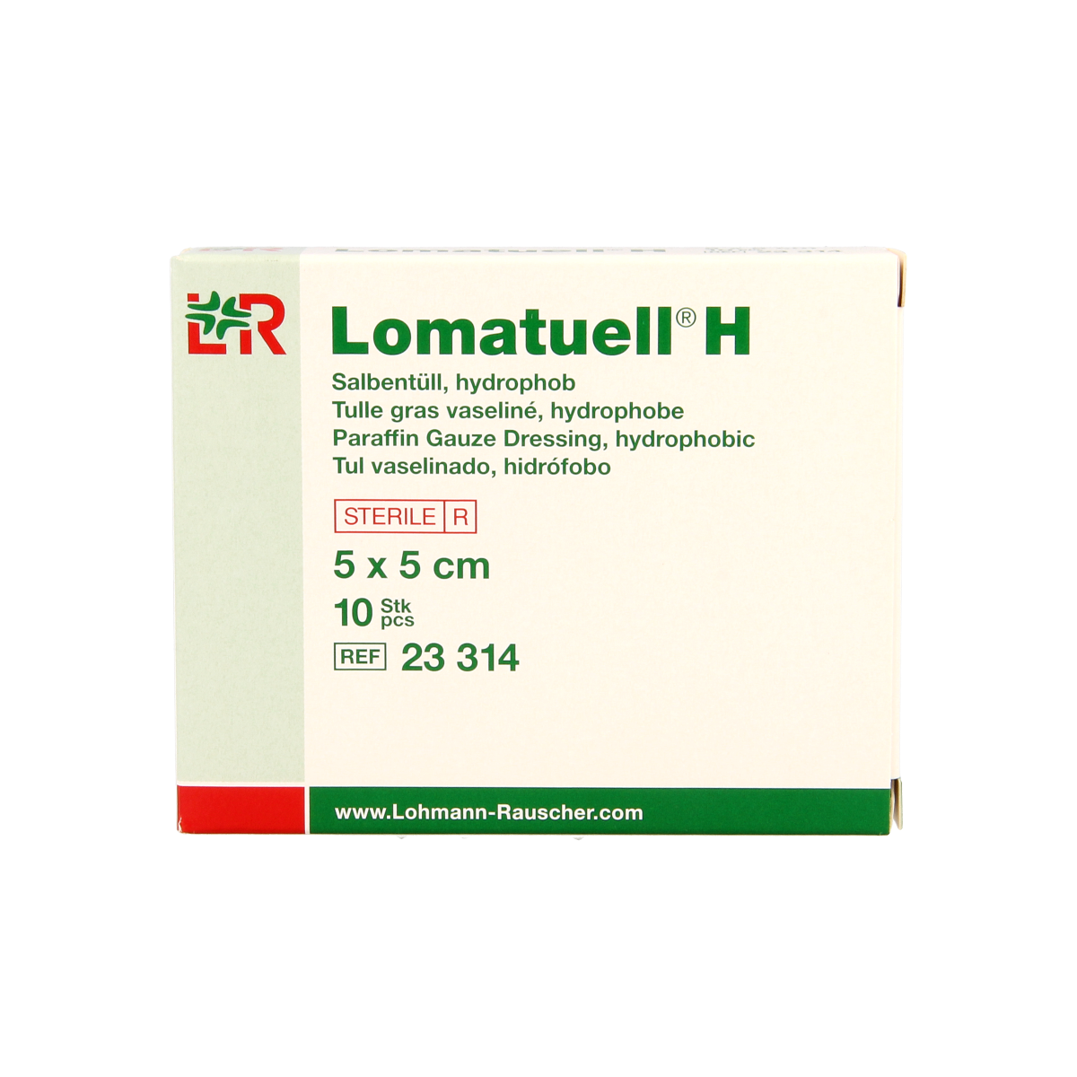 Lomatuell H gauze bandages 5cm x 5cm, pack of 10, sterile medical compresses for wound dressing from Lomatuell.