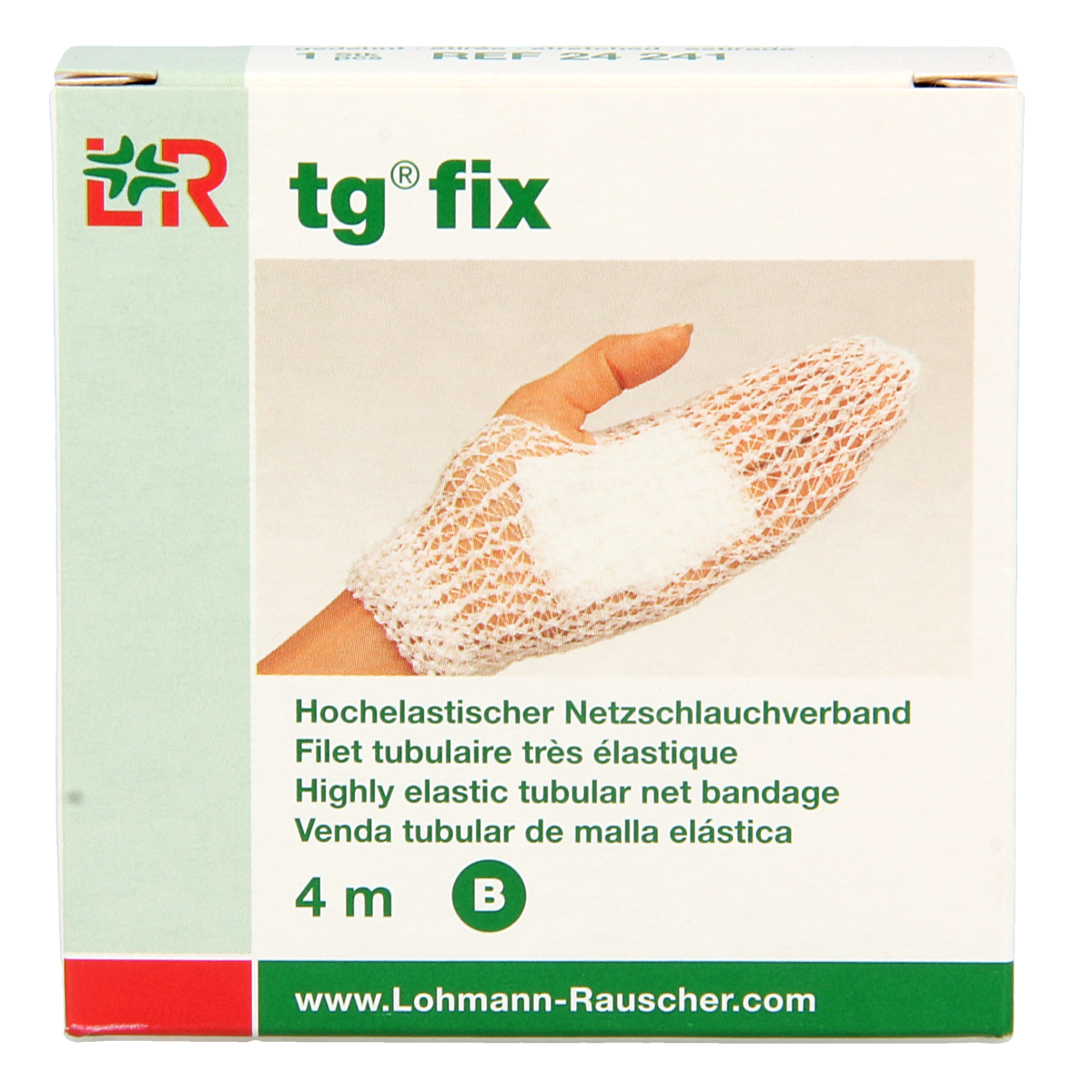 TG Fix netverband B rekbaar, 4 meter, for finger, hand, or foot, elastic medical bandage in a single pack.