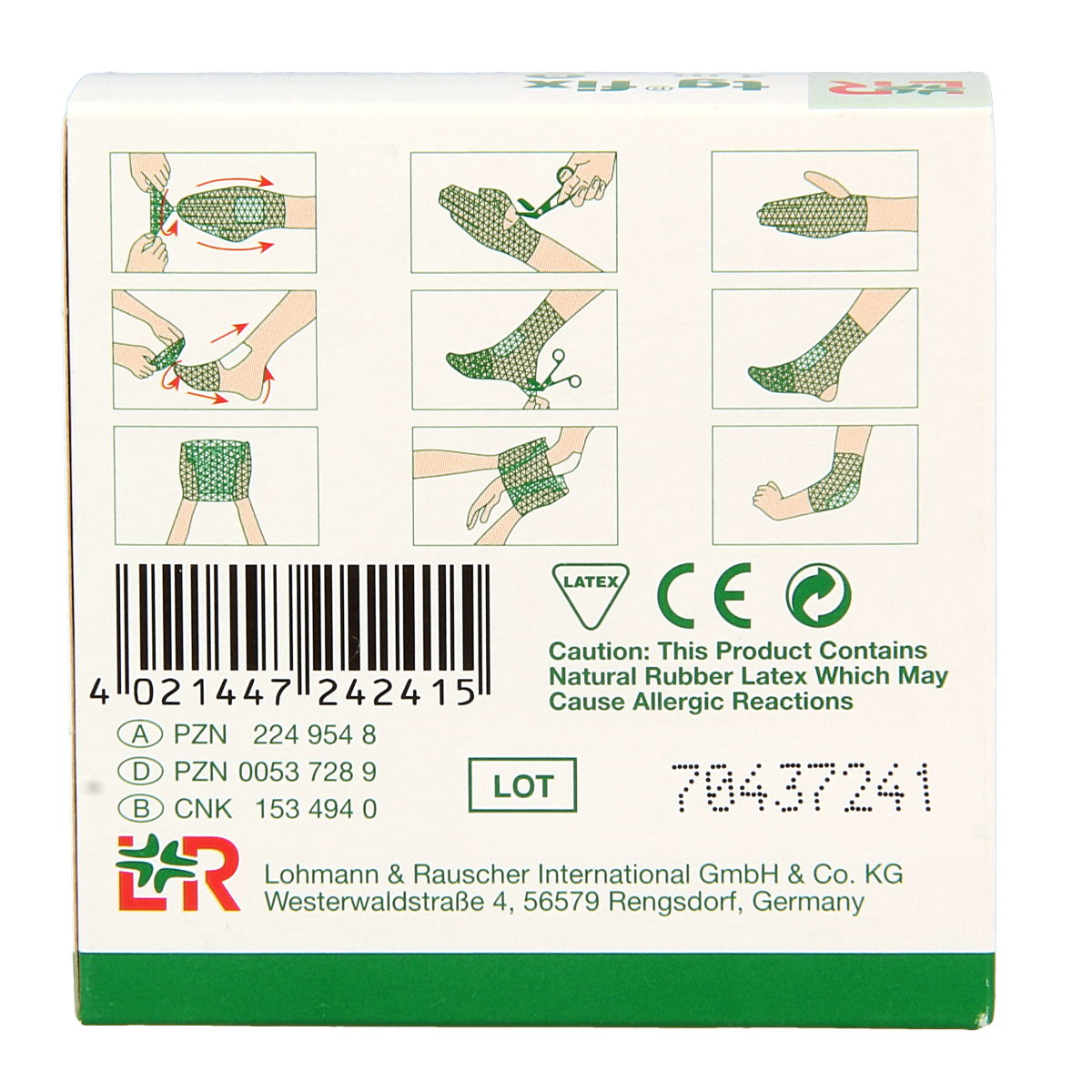 TG Fix netverband B rekbaar, 4-meter elastic bandage for finger, hand, or foot, in a single package.
